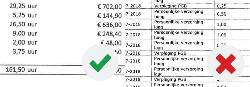 Houd op de factuur ruim afstand tussen lijn en tekst: hoe het wel en niet moet.